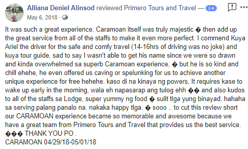 Caramoan Tour Package Reviews - Primero Tours and Travel - Alliana Deniel Alinsod